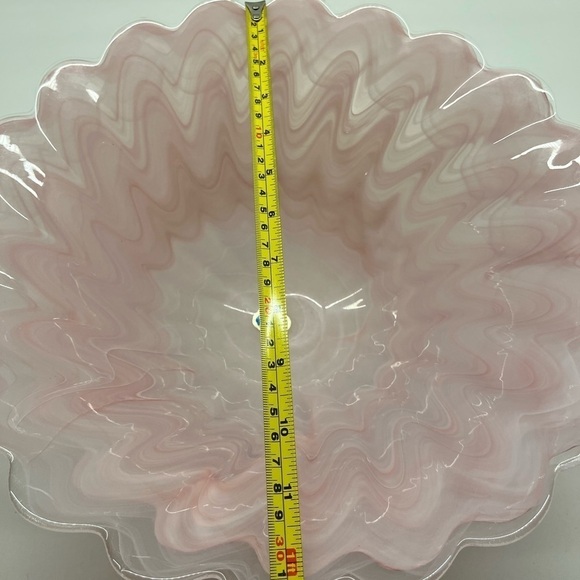 MURANO Lavorazione Arte Glass Bowl Pink Scalloped Edge Translucent Decorative - Picture 11 of 14